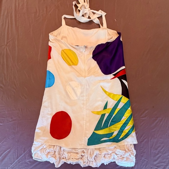 Alice + Olivia multicolor Silk Halter Dress with Ruffle Hem Size XS MSRP $595 - Picture 6 of 12